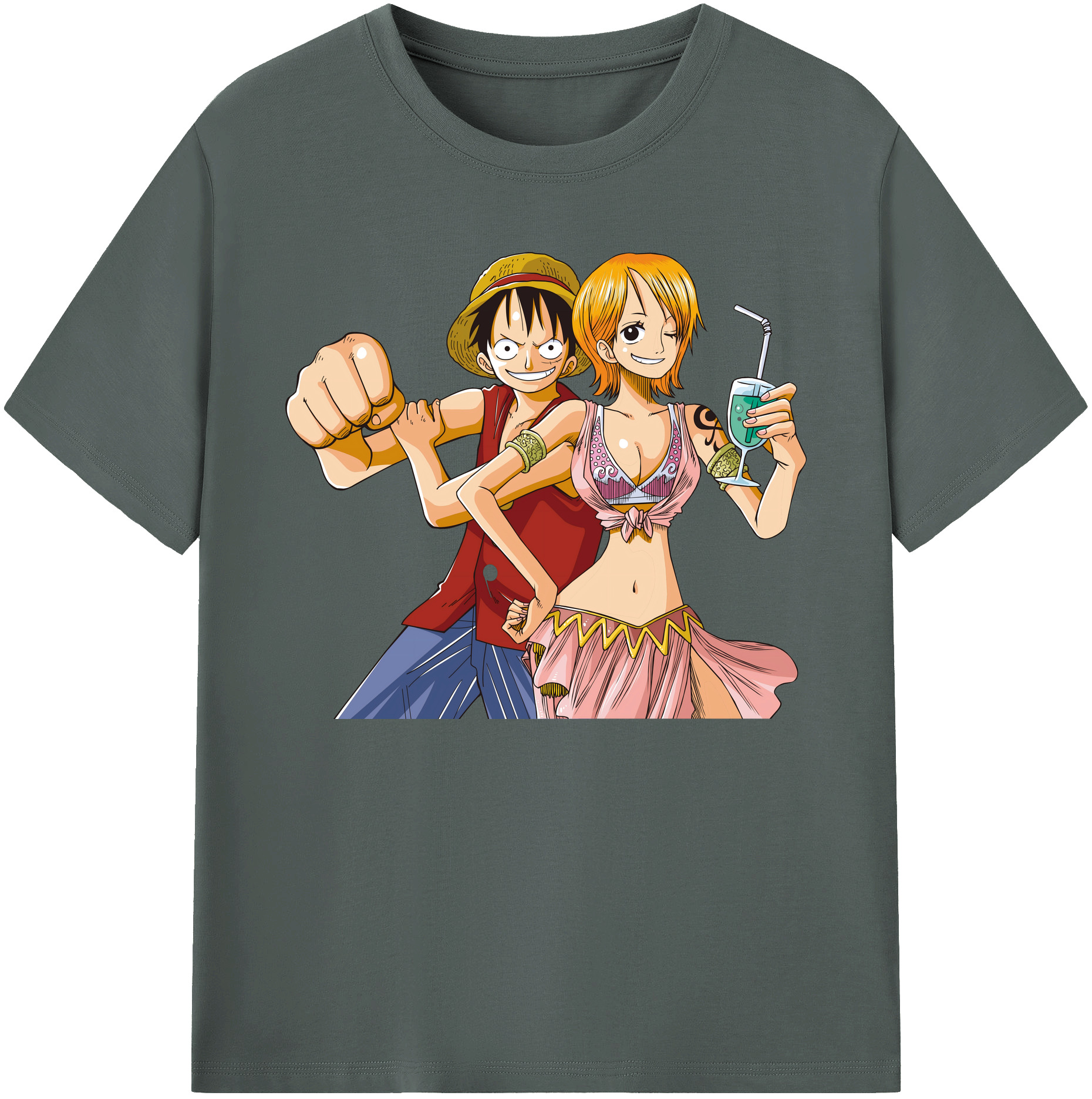 ワンピース モンキー・D・ルフィ ONE PIECE Monkey D. Luffy 綿100％ メンズ半袖Tシャツ｜肌触りやわらか＆通気性